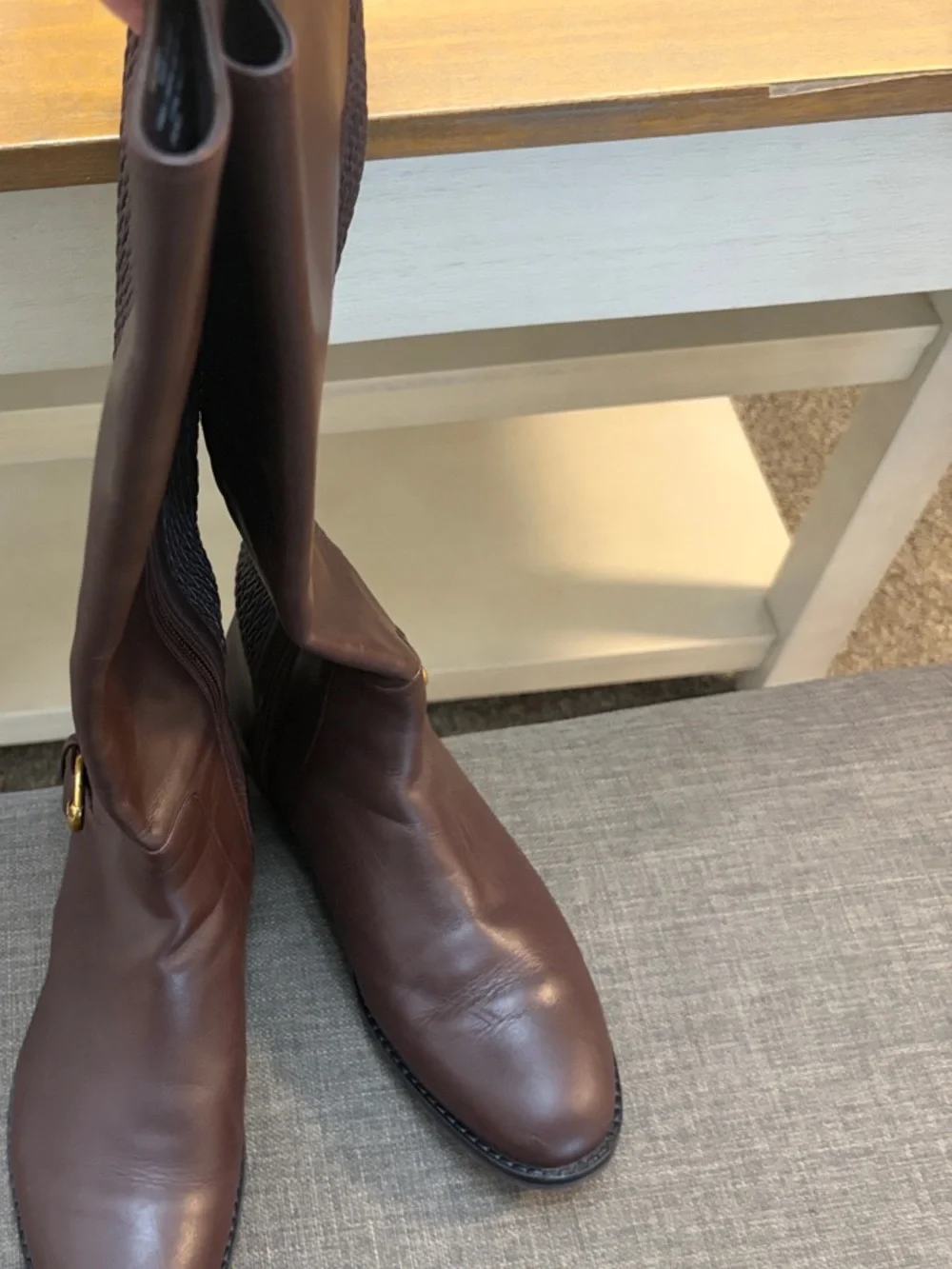 Cole Haan Brown Knee High Riding Boots Size 10 Low Heel
